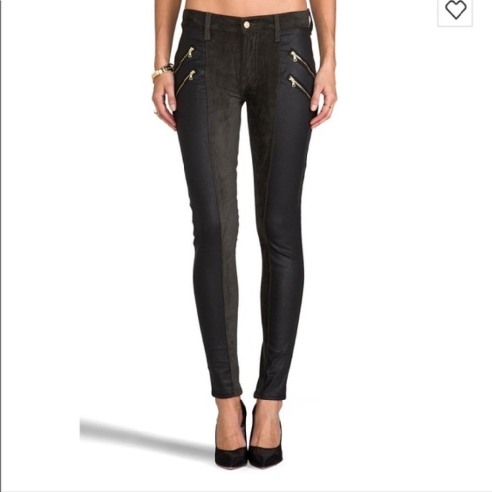 7 for all mankind faux leather & suede jegging pants - Picture 1 of 9